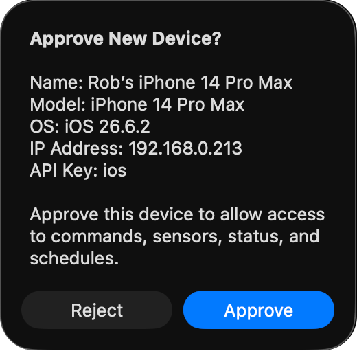 Mac approval dialog for a newly connected iPhone