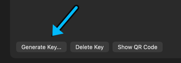 Mac Command Runner settings showing the Generate Key button