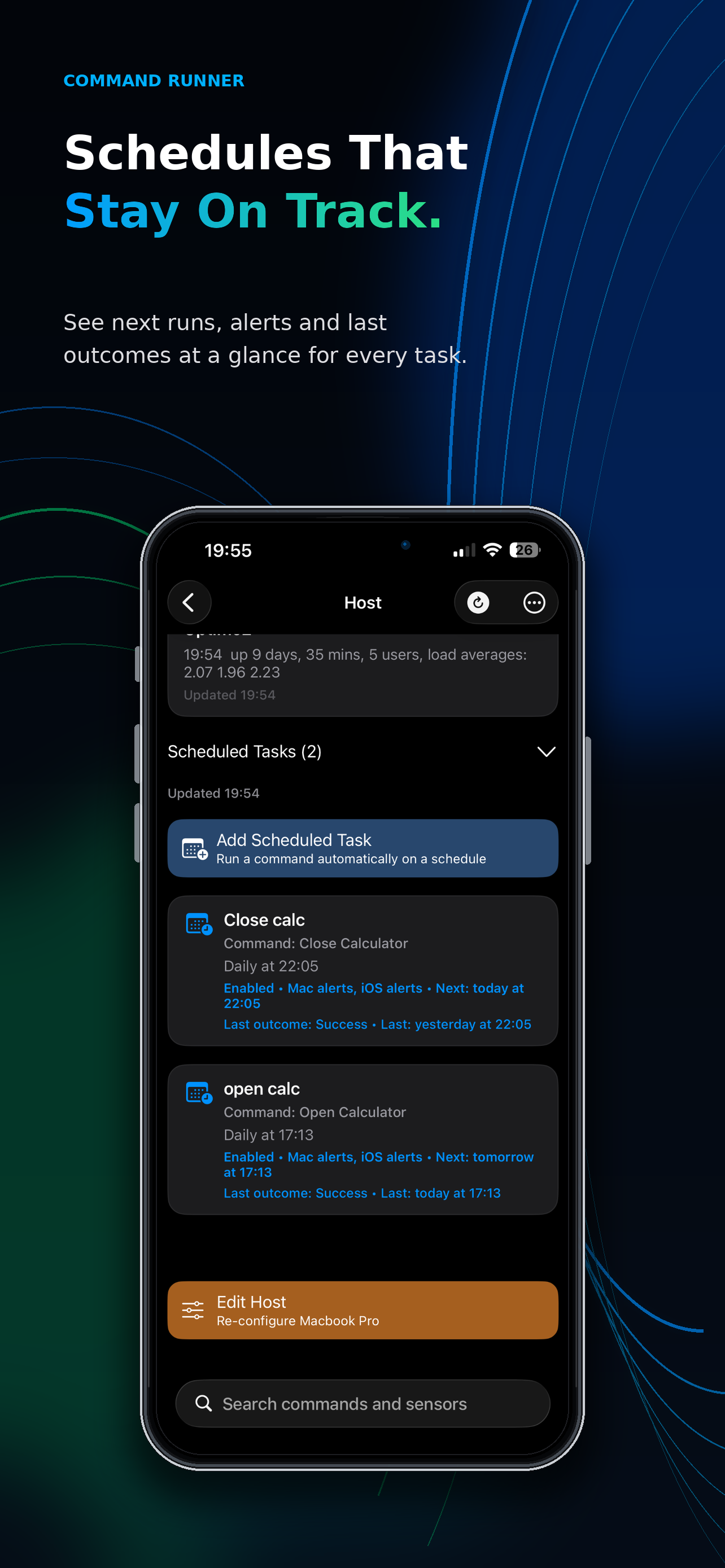 View upcoming and completed scheduled tasks