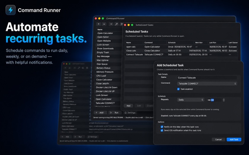 Command Runner automates recurring tasks